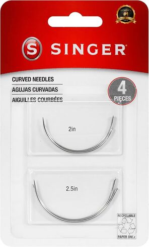 SINGER Curved Quilting Needles Set - Rust-Resistant Nickel-Plated Steel, 2" & 2.5" Hand Sewing Needles for Upholstery, Quilting & Crafts, 4pc in Saudi Arabia