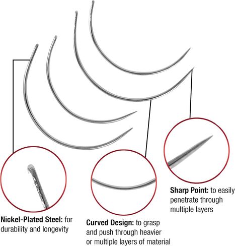 SINGER Curved Quilting Needles Set - Rust-Resistant Nickel-Plated Steel, 2" & 2.5" Hand Sewing Needles for Upholstery, Quilting & Crafts, 4pc in Saudi Arabia
