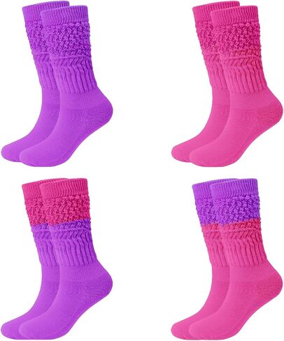 4 Pairs Neon Socks, Women's Leg Warmers for 80s 90s Outfits,Soft Knee High Sock Size 9 to 11 in Saudi Arabia