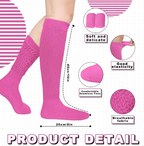 4 Pairs Neon Socks, Women's Leg Warmers for 80s 90s Outfits,Soft Knee High Sock Size 9 to 11 in Saudi Arabia