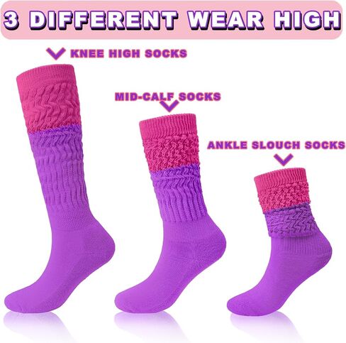 4 Pairs Neon Socks, Women's Leg Warmers for 80s 90s Outfits,Soft Knee High Sock Size 9 to 11 in Saudi Arabia