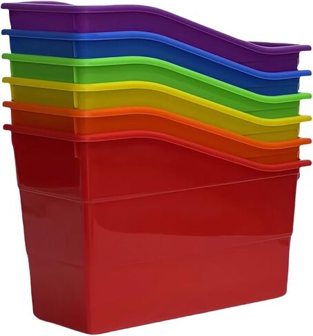 RAUVOLFIA 6 Pack Durable Plastic Book and Binder Holder, Files Book Bins for Classroom, Vertical Storage Book Organizer Folder Office Classroom Organization Containers Supplies (Boho) in Saudi Arabia