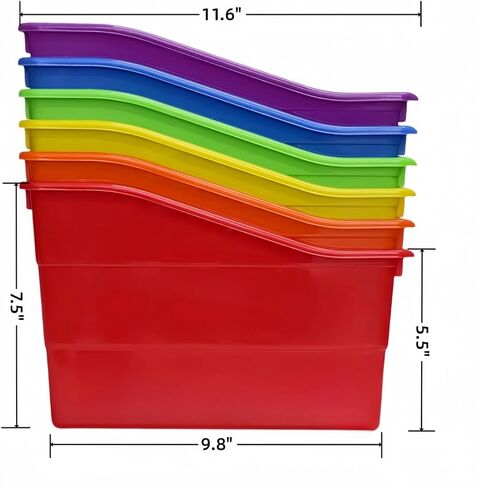 RAUVOLFIA 6 Pack Durable Plastic Book and Binder Holder, Files Book Bins for Classroom, Vertical Storage Book Organizer Folder Office Classroom Organization Containers Supplies (Boho) in Saudi Arabia