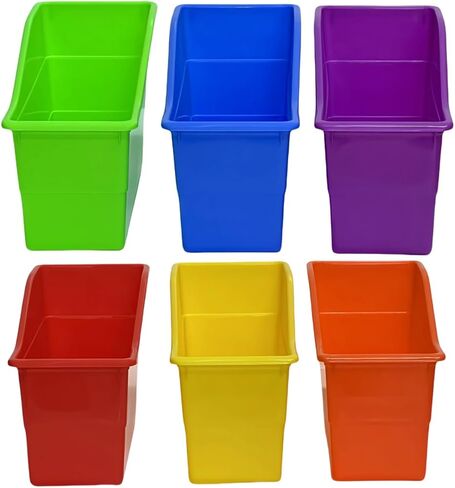 RAUVOLFIA 6 Pack Durable Plastic Book and Binder Holder, Files Book Bins for Classroom, Vertical Storage Book Organizer Folder Office Classroom Organization Containers Supplies (Boho) in Saudi Arabia