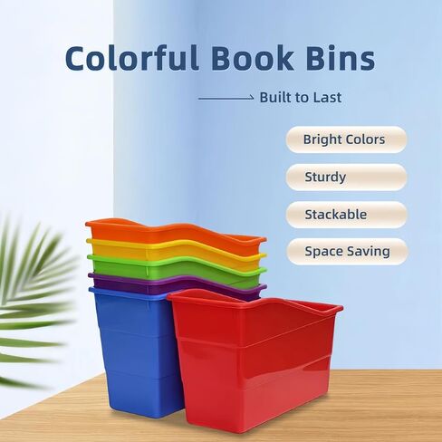 RAUVOLFIA 6 Pack Durable Plastic Book and Binder Holder, Files Book Bins for Classroom, Vertical Storage Book Organizer Folder Office Classroom Organization Containers Supplies (Boho) in Saudi Arabia