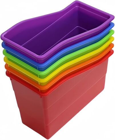 RAUVOLFIA 6 Pack Durable Plastic Book and Binder Holder, Files Book Bins for Classroom, Vertical Storage Book Organizer Folder Office Classroom Organization Containers Supplies (Boho) in Saudi Arabia