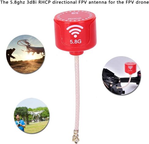Keenso 5.8Ghz 3dBi RHCP High Gain Antenna for FPV Racing Drone RC Parts Accessory Red (UFL) in Saudi Arabia