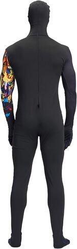 Men Skeleton Costume, Bones Jumpsuit with Hooded Mask Bodysuit for Adult Man Halloween Dress Up Role Play in Saudi Arabia
