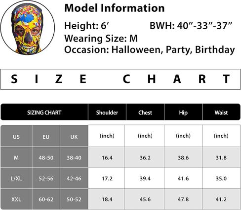 Men Skeleton Costume, Bones Jumpsuit with Hooded Mask Bodysuit for Adult Man Halloween Dress Up Role Play in Saudi Arabia