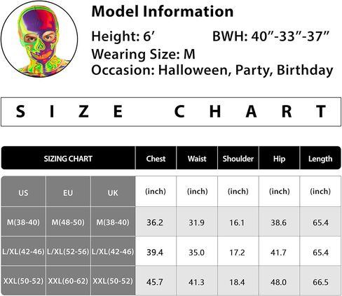 Men Skeleton Costume, Bones Jumpsuit with Hooded Mask Bodysuit for Adult Man Halloween Dress Up Role Play in Saudi Arabia