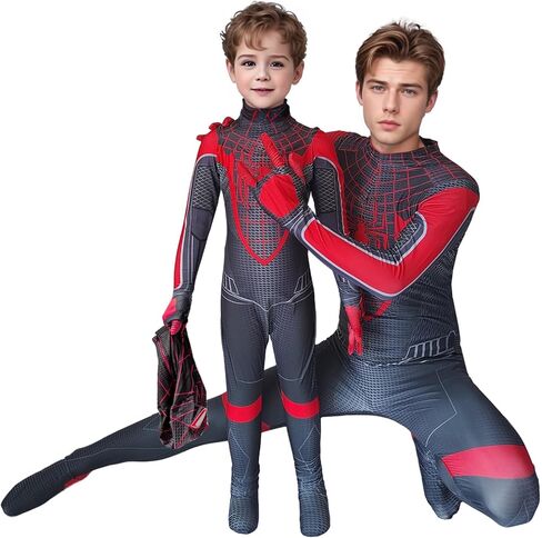 Adults/Kids Superhero Costume with a Mask Deluxe Bodysuit Sets Halloween Cosplay Jumpsuit in Saudi Arabia