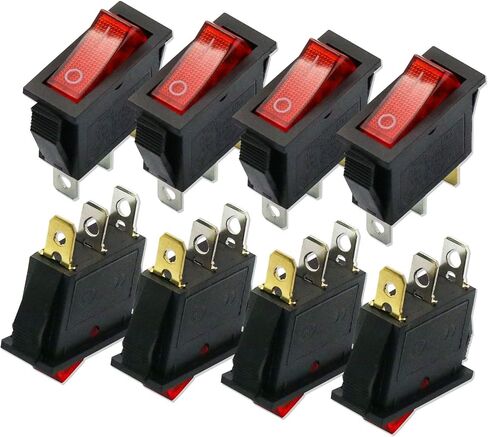 9 قطع أحمر KCD3 3 دبوس 2 موضع 250 فولت 15 أمبير مفتاح هزاز صغير للقارب مع ضوء LED أحمر تشغيل/إيقاف/تشغيل مفتاح قارب السيارة (KCD1-101) in Kuwait