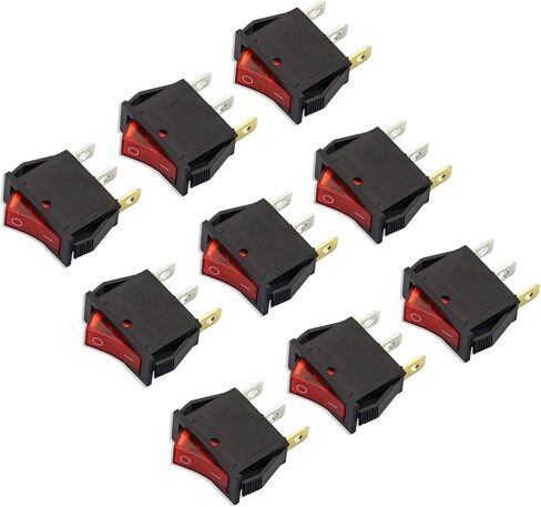 9 قطع أحمر KCD3 3 دبوس 2 موضع 250 فولت 15 أمبير مفتاح هزاز صغير للقارب مع ضوء LED أحمر تشغيل/إيقاف/تشغيل مفتاح قارب السيارة (KCD1-101) in Kuwait