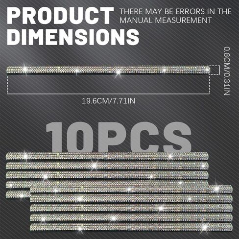 10pcs Bling Car Air Vent Outlet Trim, Decorative Trim for Auto Air Vent Outlet, Bling Rhinestone Diamond Car Interior Accessories for Women and Teens, Universal for Straight Air Vents in Kuwait