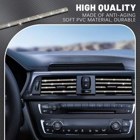 10pcs Bling Car Air Vent Outlet Trim, Decorative Trim for Auto Air Vent Outlet, Bling Rhinestone Diamond Car Interior Accessories for Women and Teens, Universal for Straight Air Vents in Kuwait
