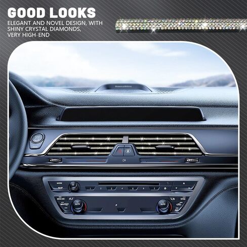 10pcs Bling Car Air Vent Outlet Trim, Decorative Trim for Auto Air Vent Outlet, Bling Rhinestone Diamond Car Interior Accessories for Women and Teens, Universal for Straight Air Vents in Kuwait