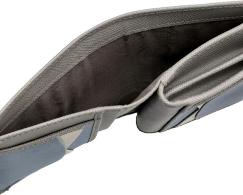 محفظة برادا النسائية ثنائية اللون من جلد سافيانو باللون الرمادي والأزرق النجمي، محفظة جلدية ثلاثية الطي للنساء in Kuwait