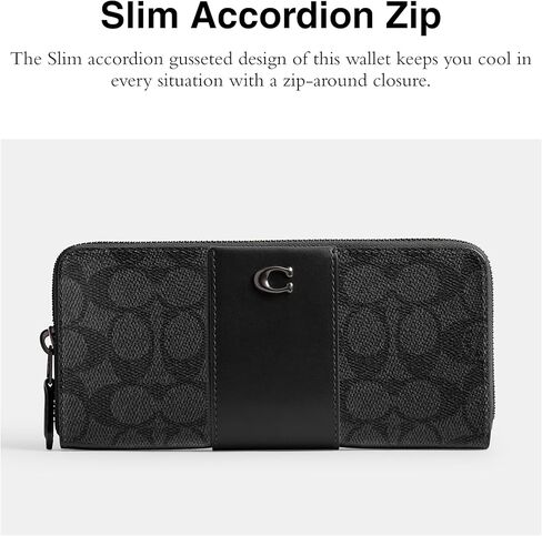 COACH Women's Slim Accordion Zip, V5/Charcoal Black in Kuwait