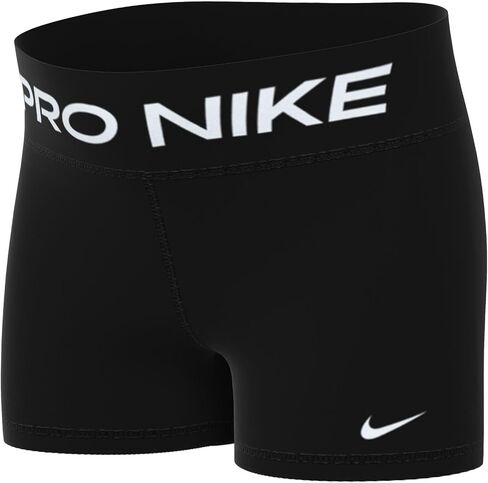 Nike Pro Dri-FIT Big Kids' (Girls') Shorts (Extended Size) (Black/White, DM8439-010) in Saudi Arabia