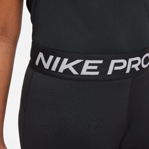 Nike Pro Dri-FIT Big Kids' (Girls') Shorts (Extended Size) (Black/White, DM8439-010) in Saudi Arabia