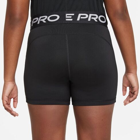 Nike Pro Dri-FIT Big Kids' (Girls') Shorts (Extended Size) (Black/White, DM8439-010) in Saudi Arabia