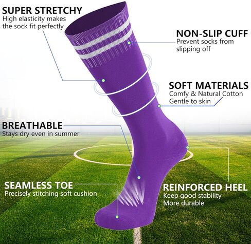 Soccer Socks Youth Kids Long Tube Football Baseball Socks Cushioned Team Socks 2/6 Pack in Saudi Arabia