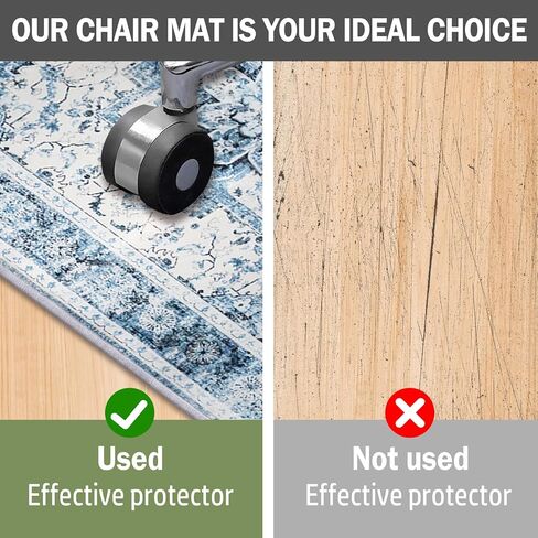 Office Chair Mat for Hardwood/Tile Floor,Computer Gaming Chair Mat with Mouse Pad.Under Desk Rug Protector for Rolling Chair,Low Pile Carpet Floor Mat-No Divot/Anti-Slip/Easy Clean-60 x48/Light Blue in Kuwait
