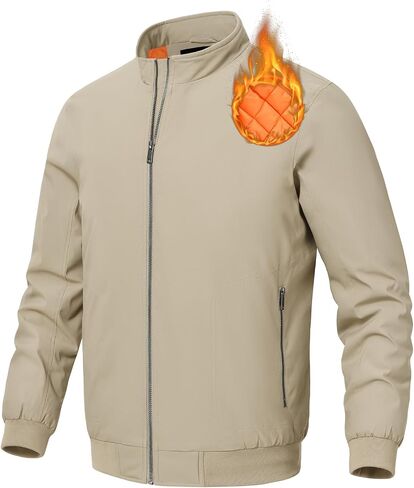BGOWATU Men's Jacket Insulated Fall Winter jacket Zip Up Windproof Quilted Bomber Jackets Casual Warm Padded Coats in Saudi Arabia