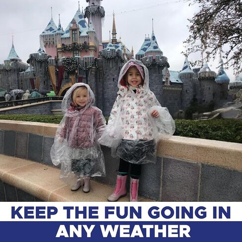 EcoNour Kids Rain Poncho | Transparent & Disposable Rain Coat - Emergency Rain Ponchos for Kids - Clear Hood Raincoat in Kuwait