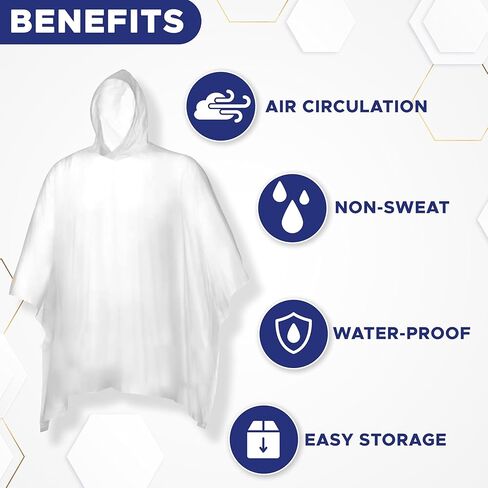 EcoNour Kids Rain Poncho | Transparent & Disposable Rain Coat - Emergency Rain Ponchos for Kids - Clear Hood Raincoat in Kuwait