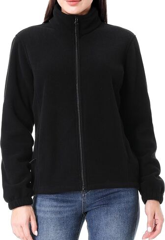 GIMECEN Women's Full Zip Polar Soft Fleece Jacket Warm Winter Coat With Zipper Pockets Long Sleeve Thickened Outerwear in Kuwait