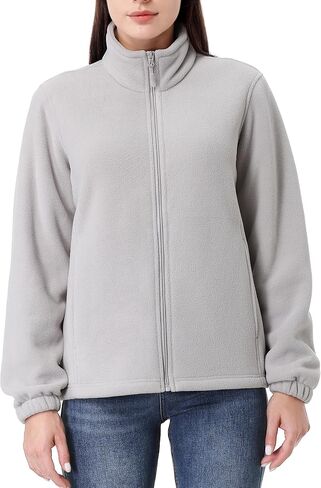 GIMECEN Women's Full Zip Polar Soft Fleece Jacket Warm Winter Coat With Zipper Pockets Long Sleeve Thickened Outerwear in Kuwait
