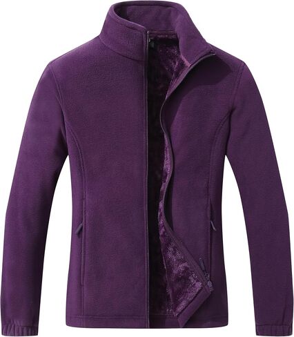 GIMECEN Women's Full Zip Polar Soft Fleece Jacket Warm Winter Coat With Zipper Pockets Long Sleeve Thickened Outerwear in Kuwait