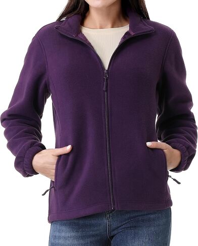 GIMECEN Women's Full Zip Polar Soft Fleece Jacket Warm Winter Coat With Zipper Pockets Long Sleeve Thickened Outerwear in Kuwait