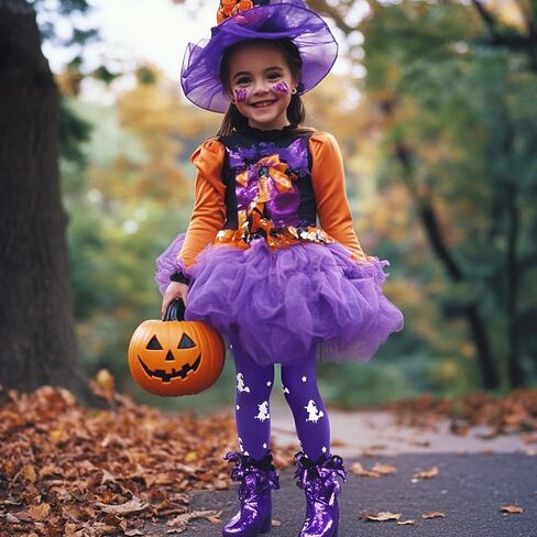 MANZI Girls Halloween Tights Toddler Witch Ghost Spiderweb Patterned Stockings Kids Footed High Waist Pantyhose in Saudi Arabia