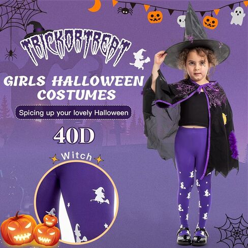 MANZI Girls Halloween Tights Toddler Witch Ghost Spiderweb Patterned Stockings Kids Footed High Waist Pantyhose in Saudi Arabia