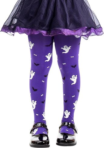 MANZI Girls Halloween Tights Toddler Witch Ghost Spiderweb Patterned Stockings Kids Footed High Waist Pantyhose in Saudi Arabia