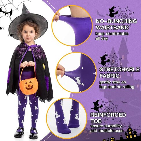 MANZI Girls Halloween Tights Toddler Witch Ghost Spiderweb Patterned Stockings Kids Footed High Waist Pantyhose in Saudi Arabia