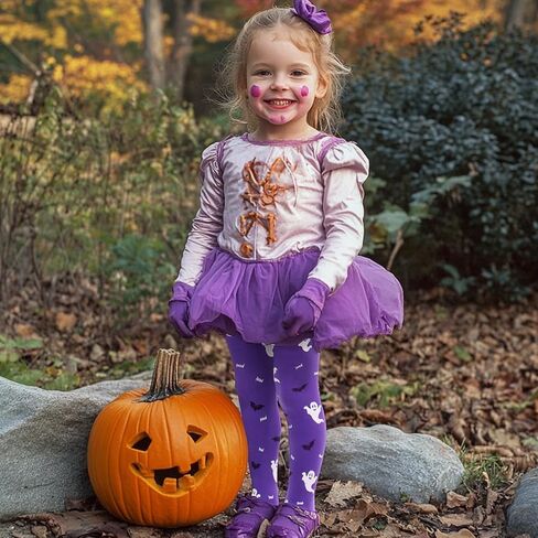 MANZI Girls Halloween Tights Toddler Witch Ghost Spiderweb Patterned Stockings Kids Footed High Waist Pantyhose in Saudi Arabia