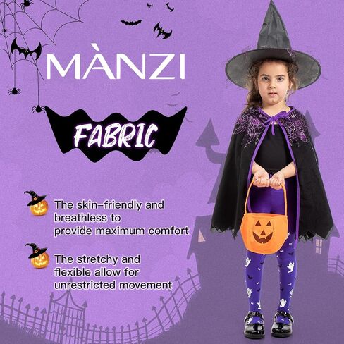 MANZI Girls Halloween Tights Toddler Witch Ghost Spiderweb Patterned Stockings Kids Footed High Waist Pantyhose in Saudi Arabia