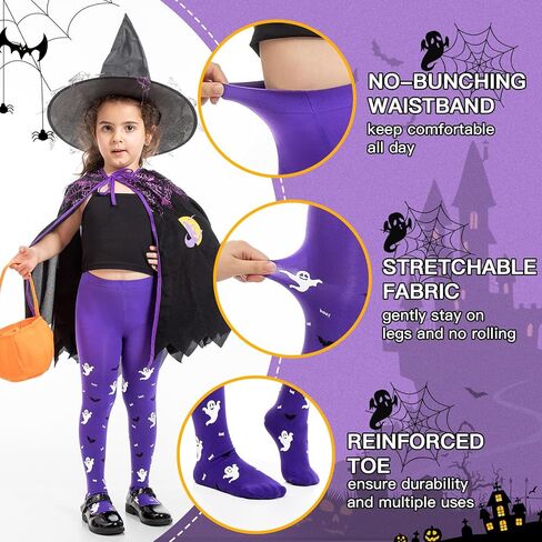MANZI Girls Halloween Tights Toddler Witch Ghost Spiderweb Patterned Stockings Kids Footed High Waist Pantyhose in Saudi Arabia