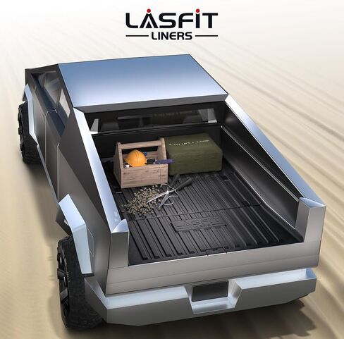 بساط سرير LASFIT لسيارة Tesla Cybertruck 2023 2024 2025 بساط سرير للشاحنة في جميع الأحوال الجوية TPE مناسب حسب الطلب لملحقات Tesla Cybertruck شديدة التحمل ومضادة للانزلاق ومضادة للماء وبطانة سرير بيك اب in Kuwait