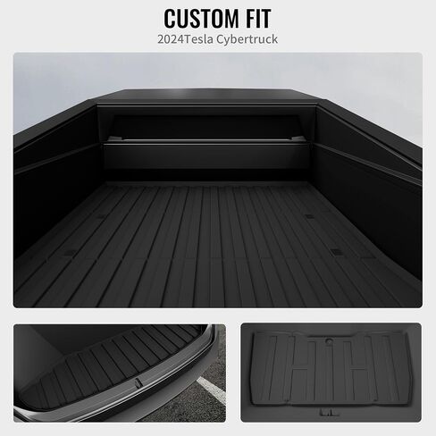 Trunk Bed Mat for Tesla Cybertruck Accessories - with Truck Bed Mat & Lower Storage Mat & Rear Frunk Mat - All Weather Anti-Slip Waterproof Pickup Cargo Liner - Plastics in Saudi Arabia