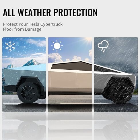 Trunk Bed Mat for Tesla Cybertruck Accessories - with Truck Bed Mat & Lower Storage Mat & Rear Frunk Mat - All Weather Anti-Slip Waterproof Pickup Cargo Liner - Plastics in Saudi Arabia