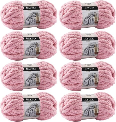 Chunky Yarn for Hand Knitting 8 Pack, Jumbo Chunky Chenille Yarn for Hand Knitting,Chunky Chenille Yarn for Crocheting (Cherry Blossom) in Saudi Arabia