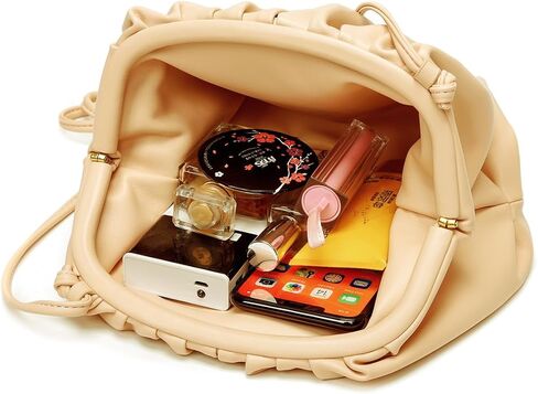 Huralona أنيق مطوي جلد نباتي مخلب محفظة سوبر لينة سحابة زلابية حقيبة صغيرة للنساء بولي PU حقيبة يد محفظة مسائية in Kuwait