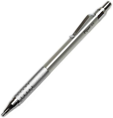 PIPER Quadrata Metal Mechanical Pencil 0.5mm with Erasers and HB #2 Lead Refills for Art, Sketching, Writing, Drafting (4 colors) (Satin Silver) in Saudi Arabia