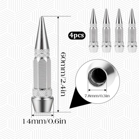 4 Packs Universal Aluminium Alloy Dustproof Tire Valve Stem Covers, Spiked Shape Tire Valve Stem Caps, Heavy Duty Tire Dustproof Valve Stem Covers, Valve Stem Caps for Cars, Trucks, Motorcycles, Bikes in Saudi Arabia