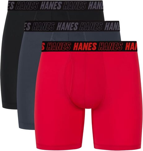 ملابس داخلية قصيرة للأداء من Hanes للرجال، حقيبة دعم كاملة، عادية، جذع، وساق طويلة، 3 عبوات in Kuwait