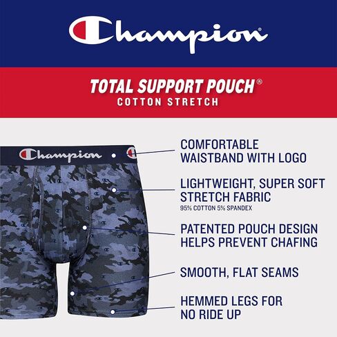 Champion Men's Underwear Boxer Briefs, Total Support Pouch, Cotton Stretch, 3-Pack in Saudi Arabia